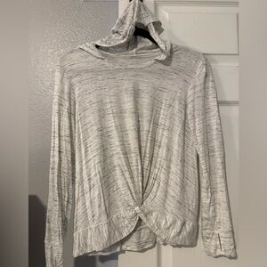 Zella Girl Gray Hooded Twist Front Top